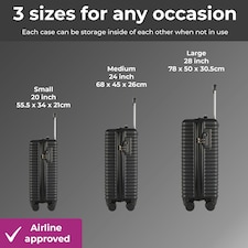 Black 3 Piece Hard Shell Suitcase Set | Black thumbnail 3