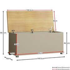 Vida Designs Arlington Storage Ottoman Bedroom Hallway Chest Bench, Grey & Oak | Grey | Grey & Oak | One Size thumbnail 3