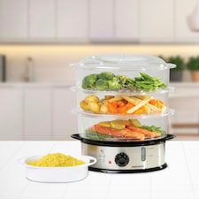 Daewoo 9L Capacity, 3 Layer Food Steamer With Rice Bowl thumbnail 2