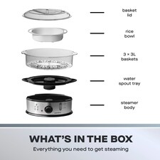Daewoo 9L Capacity, 3 Layer Food Steamer With Rice Bowl thumbnail 8