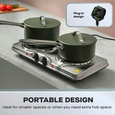 Daewoo Stainless Steel Portable Double Hot Plate thumbnail 5