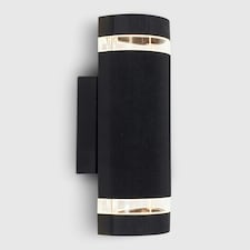 ValueLights Pair of Black Ryston Outdoor Wall Up-Down Lights with 5W Warm White Bulb thumbnail 2