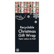 Pack of 4 4m Sim Kraft Christmas Design Gift Wrap Rolls thumbnail 2