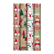 Pack of 4 4m Sim Kraft Christmas Design Gift Wrap Rolls thumbnail 3