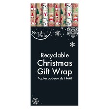 Pack of 4 4m Sim Kraft Christmas Design Gift Wrap Rolls thumbnail 4