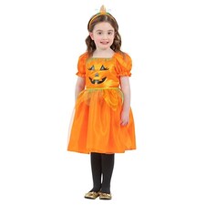 Pumpkin Orange Dress Girls Fancy Dress Costume Kids Small - Age 4-6
