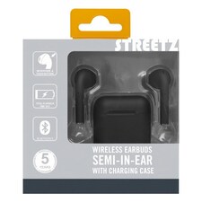 STREETZ True Wireless Stereo Semi-in-Ear Earbuds | Black | One Size thumbnail 4
