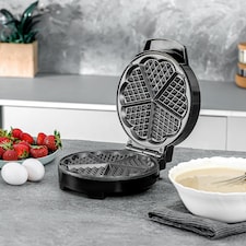 GEEPAS Waffle Maker – 5 Slice Heart Shaped Electric Belgian Waffle Maker, 1000W, Silver & Black thumbnail 2
