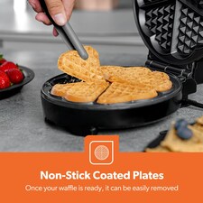 GEEPAS Waffle Maker – 5 Slice Heart Shaped Electric Belgian Waffle Maker, 1000W, Silver & Black thumbnail 3