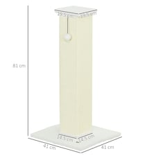 PawHut 81cm Cat Scratching Post w/ Sisal Rope, Hanging Ball Soft Plush White thumbnail 3