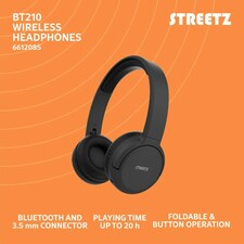 Streetz BT210 Bluetooth On-Ear Headphones | Black thumbnail 4