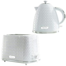 Daewoo Argyle Collection, 2 Slice Toaster & Kettle Set-White