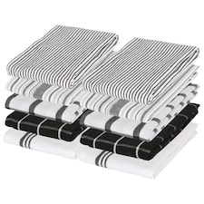 Nicola Spring 10pc Cotton Tea Towel Set - 70cm x 50cm - Monochrome
