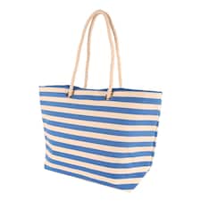 Nicola Spring Large Striped Canvas Tote Beach Bag - 55cm x 36cm - Deep Ocean | Blue | Deep Ocean