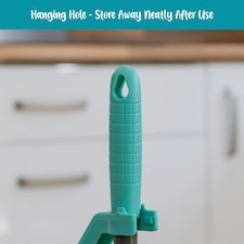 JVL Long Handle Dustpan and Bristle Brush Set, Turquoise thumbnail 4