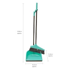 JVL Long Handle Dustpan and Bristle Brush Set, Turquoise thumbnail 5