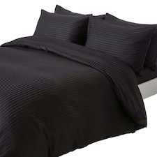 Homescapes Black Egyptian Cotton Duvet Cover and Pillowcases 330 TC, King Black