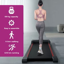 Neo Under Desk Portable Walking Pad Treadmill Adjustable Speed Remote LED Display for Home Office Fitness Exercise Installation-Free -Black thumbnail 5