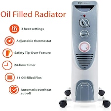 PureMate 2500W Oil Filled Radiator With 11 Fins Heating thumbnail 2