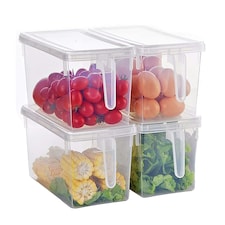 Living and Home Fridge Food Storage Container Box with Lids 4Pcs - Clear
