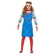 Chucky Girls Halloween Costume Set - Blue/Red - 7-9 Years
