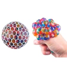 Stress Relief Squishy Squeeze Ball Mesh Toy With Beads 7cm