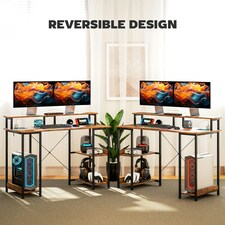 HOMCOM Computer Desk Reversible Home Office Desk with Storage Rustic Brown | Multi | 120W x 50D x 89.5Hcm thumbnail 6