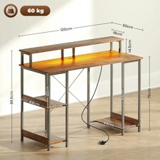 HOMCOM Computer Desk Reversible Home Office Desk with Storage Rustic Brown | Multi | 120W x 50D x 89.5Hcm thumbnail 7