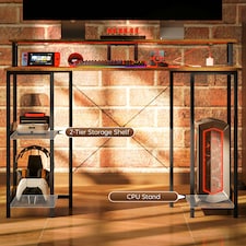 HOMCOM Computer Desk Reversible Home Office Desk with Storage Rustic Brown | Multi | 120W x 50D x 89.5Hcm thumbnail 8