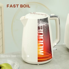 HOMCOM 1.7L Fast Boil Electric Kettle and 2 Slice Water Toaster Set, Cream thumbnail 4