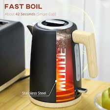 HOMCOM 1.7L Electric Fast Boil Kettle and 2 Slice Toaster Set, Black thumbnail 3