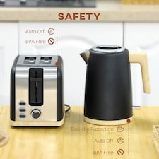 HOMCOM 1.7L Electric Fast Boil Kettle and 2 Slice Toaster Set, Black thumbnail 6