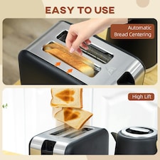 HOMCOM 1.7L Electric Fast Boil Kettle and 2 Slice Toaster Set, Black thumbnail 8