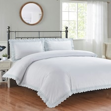 Elise Embroidered Floral Duvet Cover Set with Pillowcases Included (White) | White | King | 1