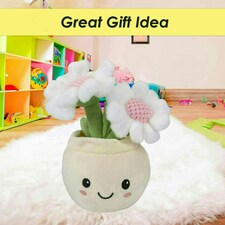Daisies Plant Pot Soft Toy Cute Plushie Huggable Cuddly Stuffed Toy 20cm White thumbnail 3