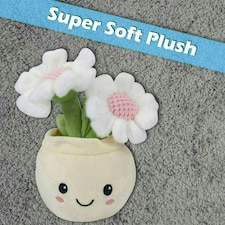 Daisies Plant Pot Soft Toy Cute Plushie Huggable Cuddly Stuffed Toy 20cm White thumbnail 5