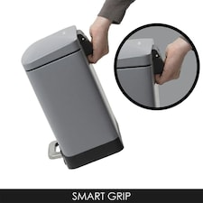 CALITEK 12 Litre Pedal Waste Bin Soft Close Lid and Removable Inner Bucket Hands Free Odour Proof Matt Finish Grey | Grey thumbnail 5