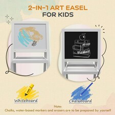 AIYAPLAY 2-in-1 Double-Sided Easel for Kids, with Storage Shelf- Blue | White | 54L x 48W x 88Hcm thumbnail 3