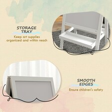 AIYAPLAY 2-in-1 Double-Sided Easel for Kids, with Storage Shelf- Blue | White | 54L x 48W x 88Hcm thumbnail 4