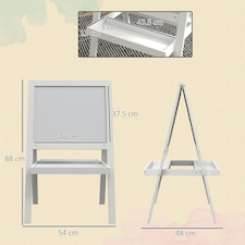 AIYAPLAY 2-in-1 Double-Sided Easel for Kids, with Storage Shelf- Blue | White | 54L x 48W x 88Hcm thumbnail 5