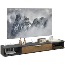 HOMCOM 140 cm Floating TV Unit with Storage Entertainment Media Console Grey | Multi | 1