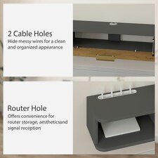 HOMCOM 140 cm Floating TV Unit with Storage Entertainment Media Console Grey | Multi | 1 thumbnail 5