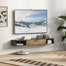 HOMCOM 140 cm Floating TV Unit with Storage Entertainment Media Console Grey | Multi | 1 thumbnail 8