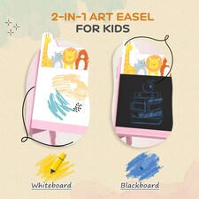 AIYAPLAY 2 in 1 Kids Easel with Whiteboard, Chalkboard, Storage Boxes, Pink | Pink | 53.5L x 49W x 113Hcm thumbnail 3