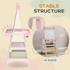 AIYAPLAY Art Easel for Kids with Paper Roll, 3 in 1 Kids Easel Double-Sided Magnetic Whiteboard and Chalkboard with Storage Baskets, for Children 3-6 Years | Multi | 59W x 48D x 118Hcm thumbnail 6