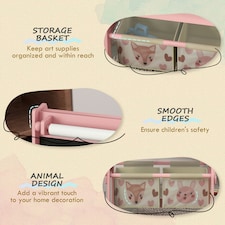 AIYAPLAY Kids Easel with Paper Roll, 3 in 1 Art Easel Blackboard, Whiteboard | Pink | 54 x 46.5 x 93 cm thumbnail 4