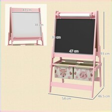 AIYAPLAY Kids Easel with Paper Roll, 3 in 1 Art Easel Blackboard, Whiteboard | Pink | 54 x 46.5 x 93 cm thumbnail 7