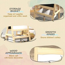 AIYAPLAY 3 in 1 Kids Easel with Paper Roll, Storage Baskets - Natural | Yellow | 58L x 50.5W x 109Hcm thumbnail 4