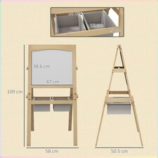 AIYAPLAY 3 in 1 Kids Easel with Paper Roll, Storage Baskets - Natural | Yellow | 58L x 50.5W x 109Hcm thumbnail 7