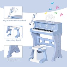 HOMCOM 37 Key Keyboard Battery Piano Kids Microphone Stool Educational Game thumbnail 3